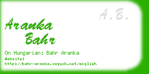 aranka bahr business card